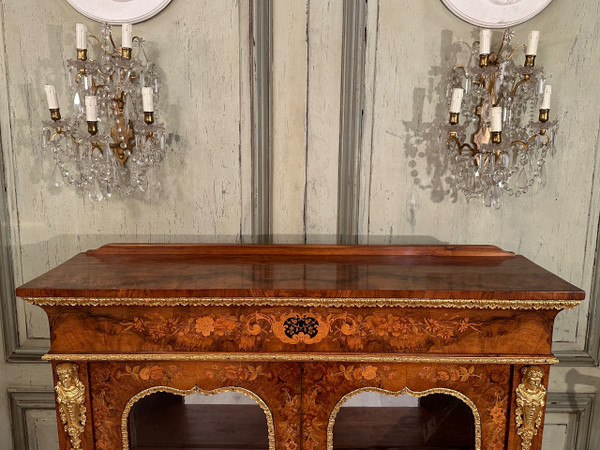 Louis XIV Style Marquetry Showcase Around 1870