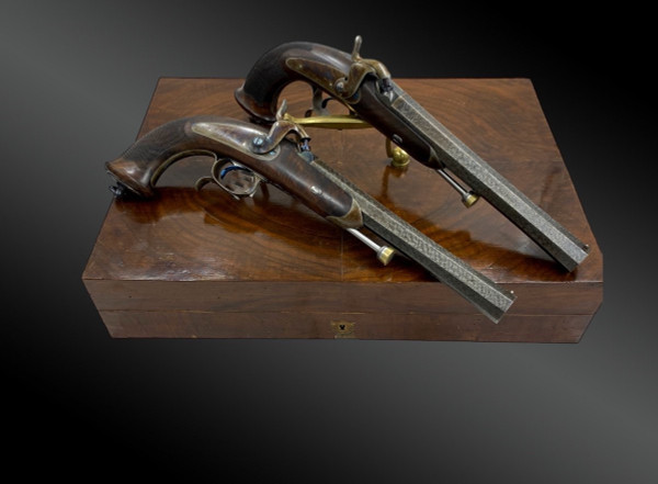 Necessary box containing a pair of Model 1833 officer pistols - Shooting price - COTTAZ example