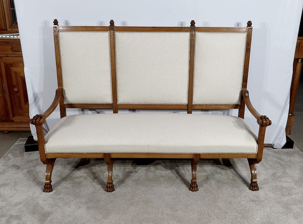 Rare Bench in Solid Walnut, Renaissance Style - Late 19th Century