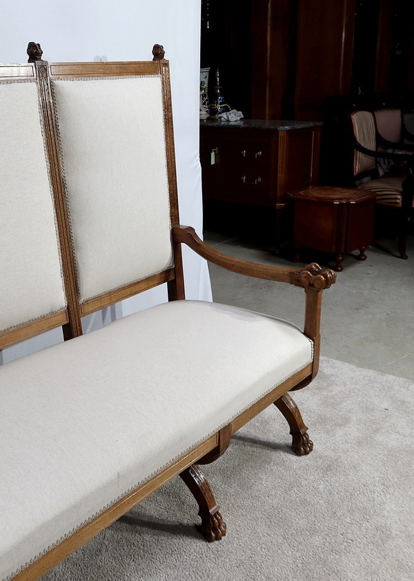 Rare Bench in Solid Walnut, Renaissance Style - Late 19th Century