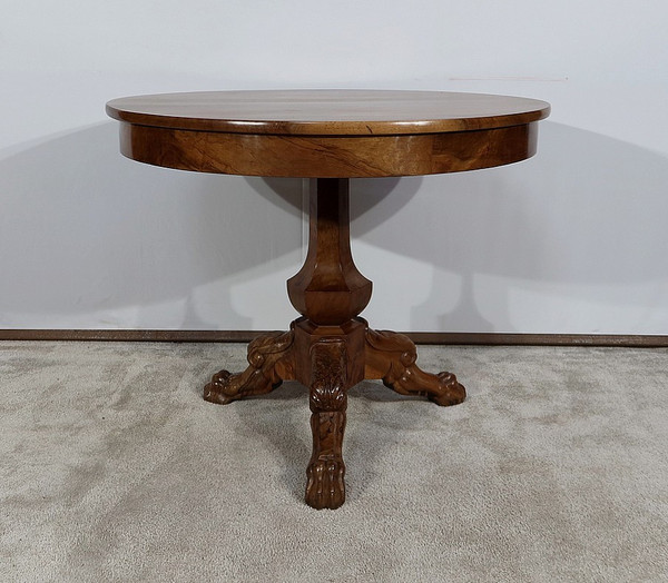 Estate Pedestal Table in Solid Walnut, Restoration Period - Early 19th Century