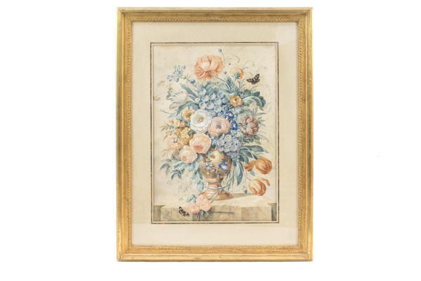 Paire De Gouaches Aux Bouquets De Fleurs, Fin XIXème Siècle - LS3555601