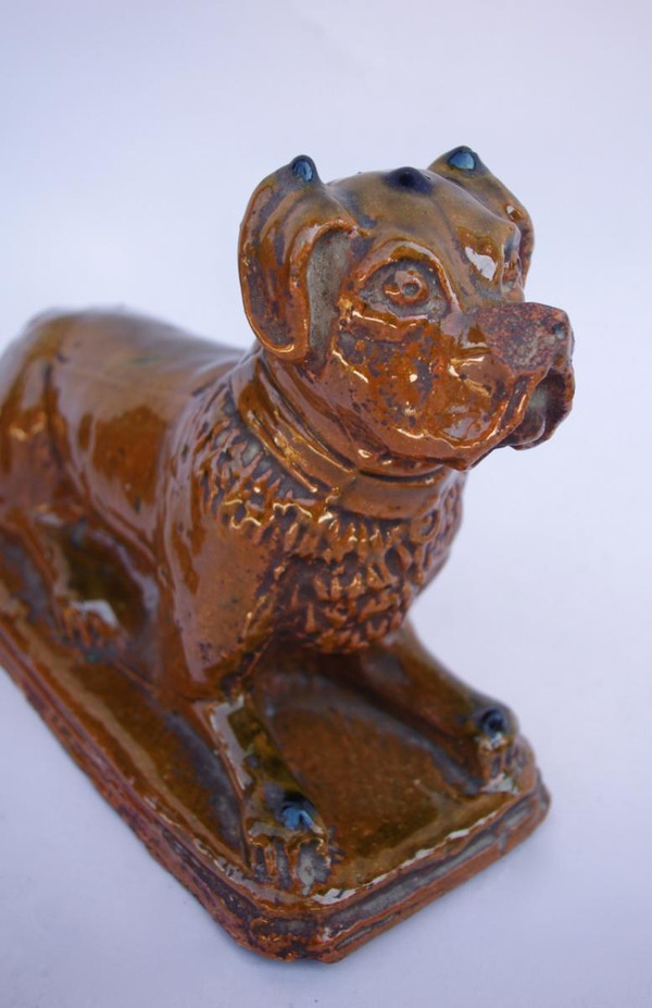 Pair Of Boxer Dogs In Glazed Sandstone, Circa 1900 - LS2560351