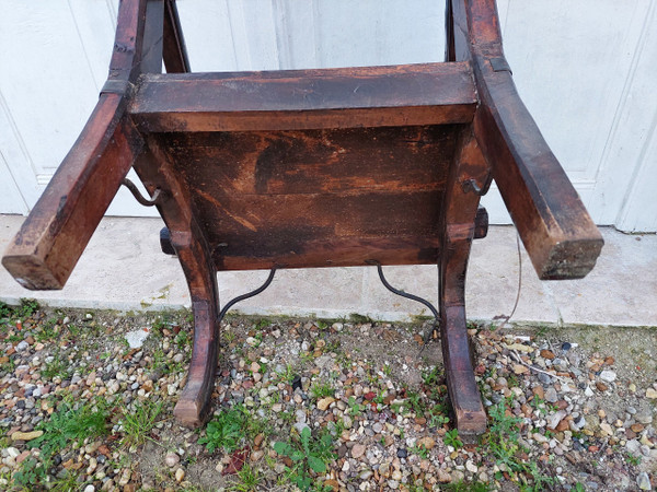 Moroccan wedding armchair with studded leather and brass on wood 19th century