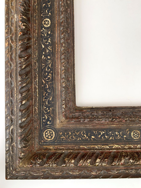 Frame In Carved And Patinated Silver Wood