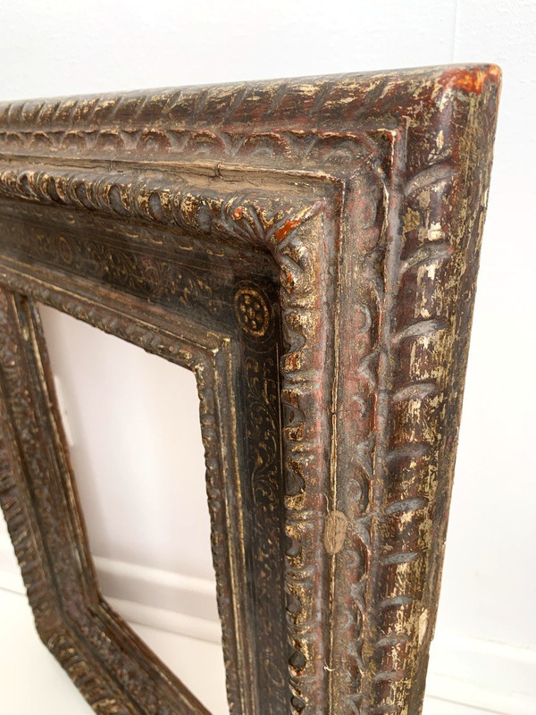 Frame In Carved And Patinated Silver Wood