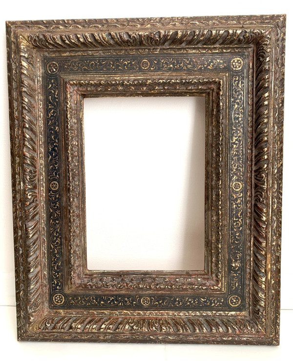 Frame In Carved And Patinated Silver Wood