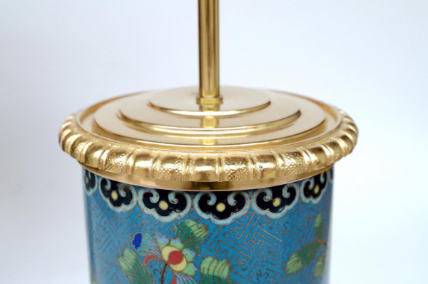 Coppia di lampade a rullo in smalto cloisonné e bronzo dorato, circa 1900 - LS3566931