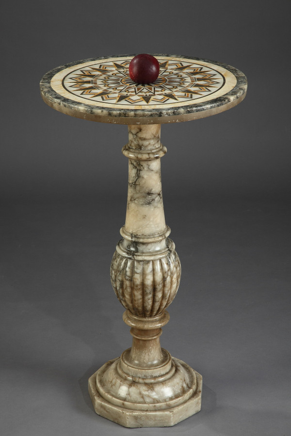 Italian style alabaster table with marble top, 16th century