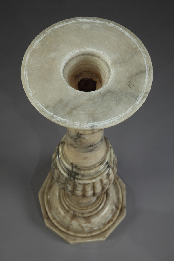 Italian style alabaster table with marble top, 16th century