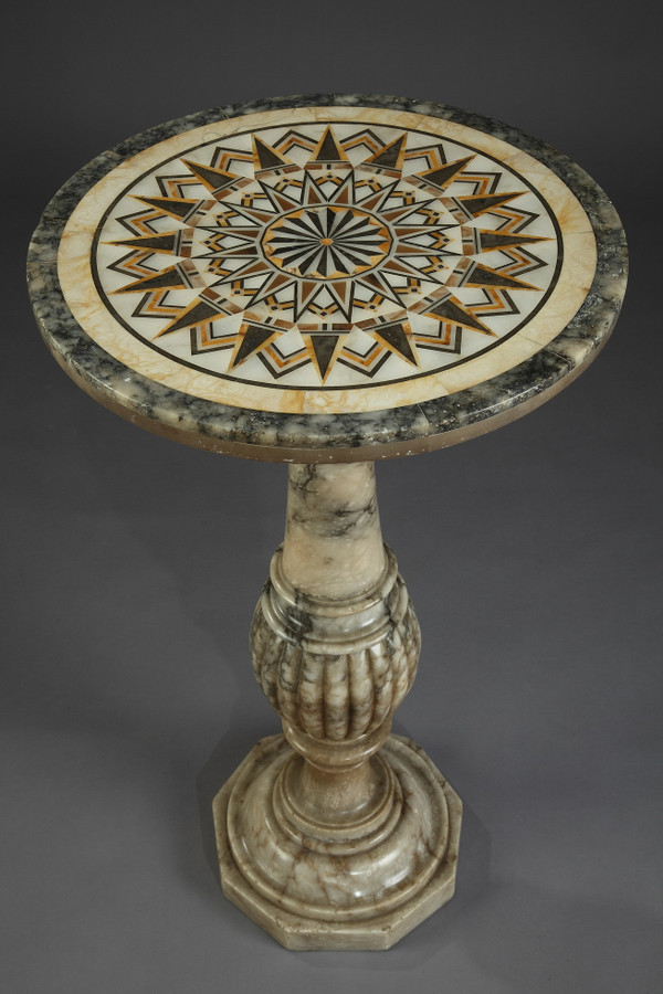 Italian style alabaster table with marble top, 16th century