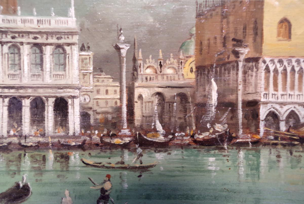 Paolo Lucatello, St. Mark's Square, Oil on panel, late 20th century - LS3677301