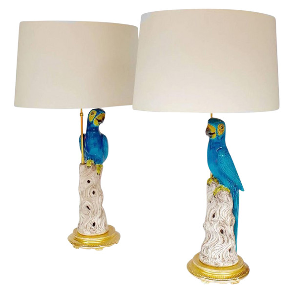 Pair of large earthenware parrot lamps, circa 1970 - LS35451021