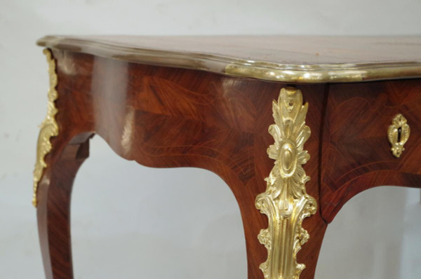 Small Louis XV style flat desk in kingwood marquetry, circa 1880 - LS34421601