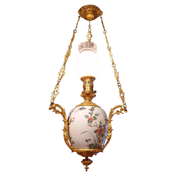 Suspension En Porcelaine De Canton, Monture En Bronze Doré, Circa 1880 - LS2414931