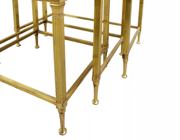 Nesting tables in gilded metal and smoked glass top, 20th century - OP171301