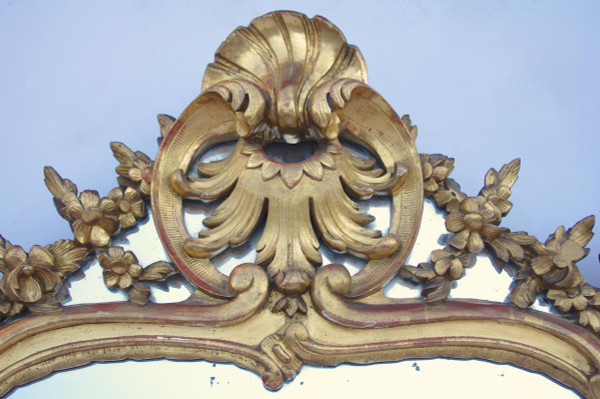 Louis XV style beaded mirror in gilded wood, 19th century - LS2582