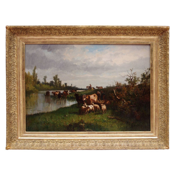 Antonio Cortes, Pastoral scene, oil on canvas, 19th century - LS20311151