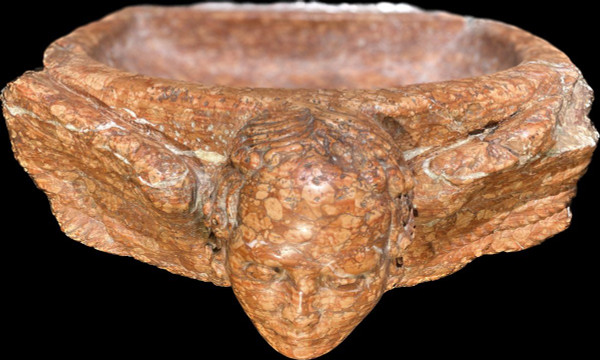 Marble Font With Angel's Head - 16th Century