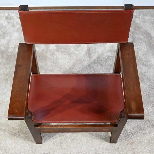 Fauteuil en Noyer et Cuir de Cordoue – Fin XIXe