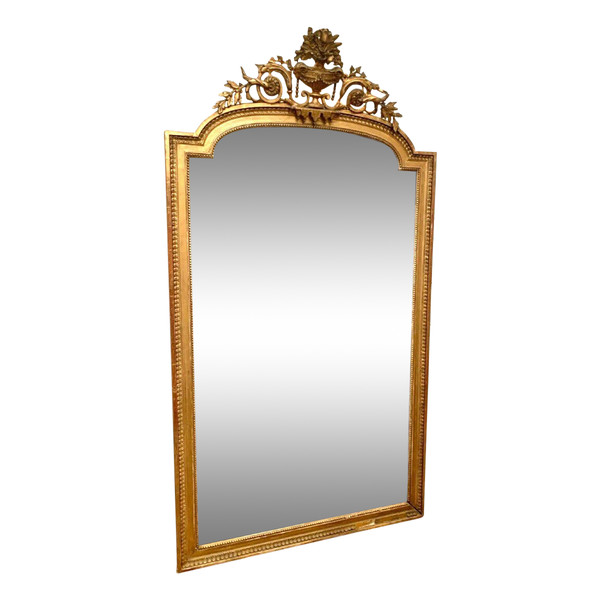 Louis XVI Style Mirror In Wood And Golden Stucco XIX Century