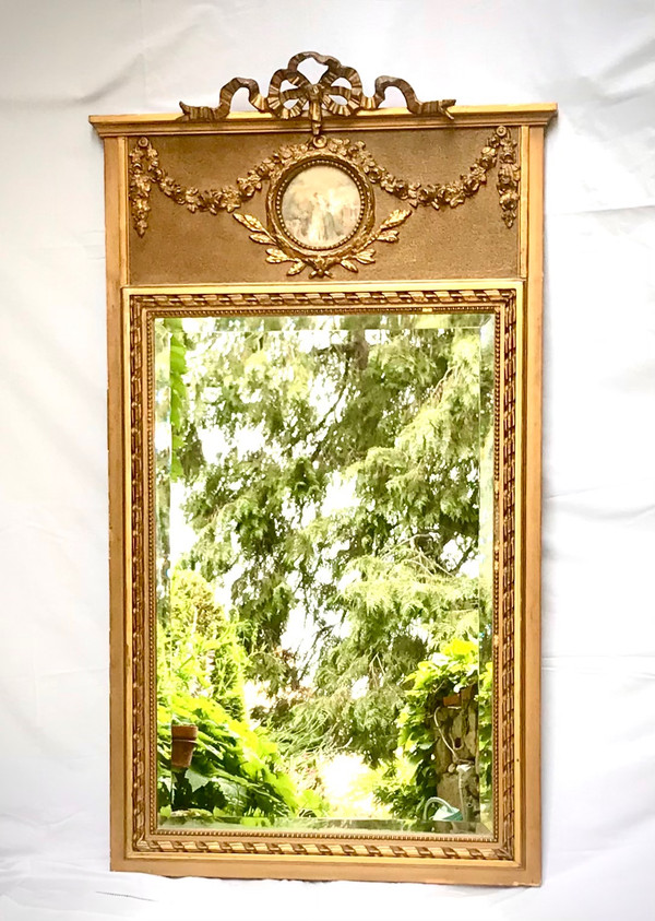 Louis XVI style gilt trumeau mirror