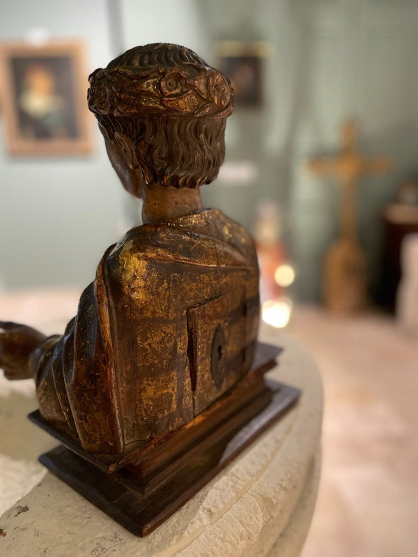 17th Century Spanish Wooden Reliquary Bust