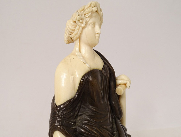 Sculpture Statuette Chryséléphantine Femme Allégorie Moisson Agriculture XIXè