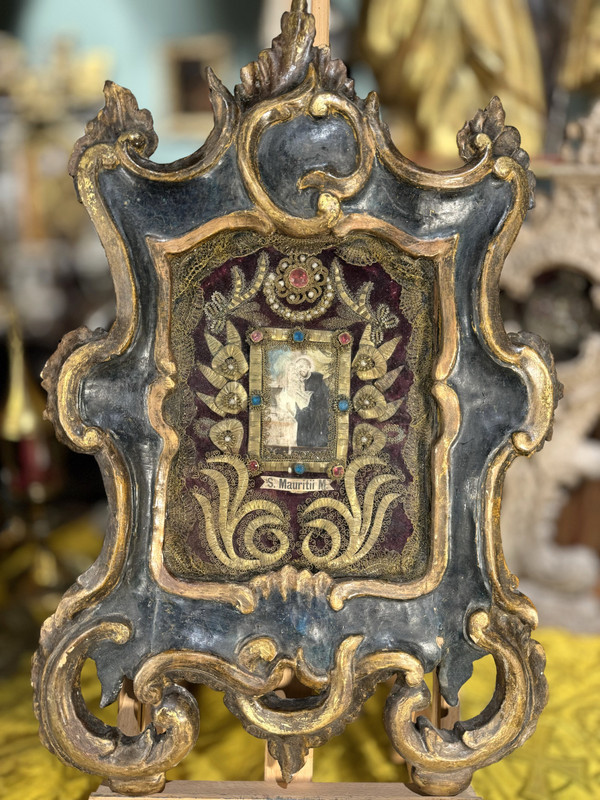 Reliquary Frame With Medallion And Relic Of Saint Maurice Martyr - With His Seals - Late 17th Century