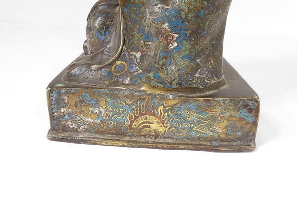 Bronze Cloisonné enamel sculpture Seated Wise Man Japan 19th century