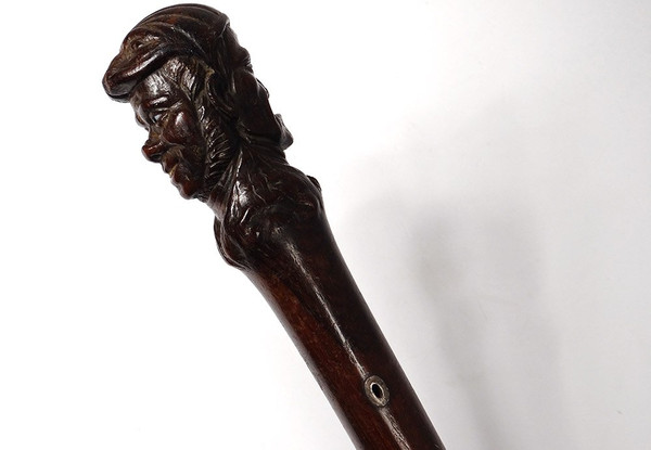 Rosewood Cane Carved Jean Rit Pleure Bordelais Shipowner Eighteenth Century