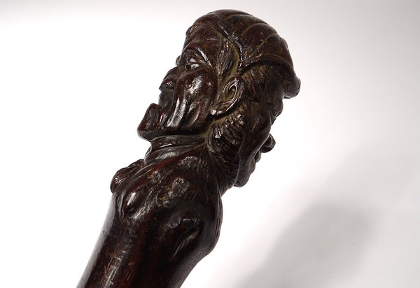 Rosewood Cane Carved Jean Rit Pleure Bordelais Shipowner Eighteenth Century