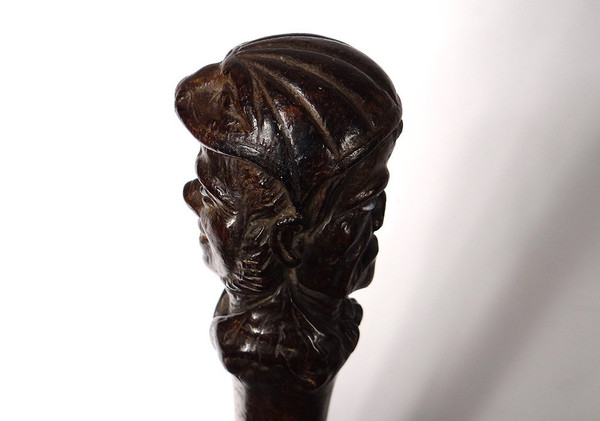 Rosewood Cane Carved Jean Rit Pleure Bordelais Shipowner Eighteenth Century