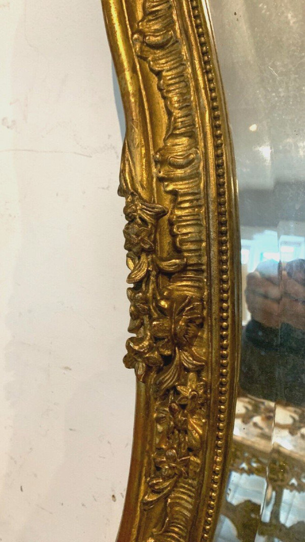 Louis XV Style Rockery Mirror In Wood And Golden Stucco XX Century