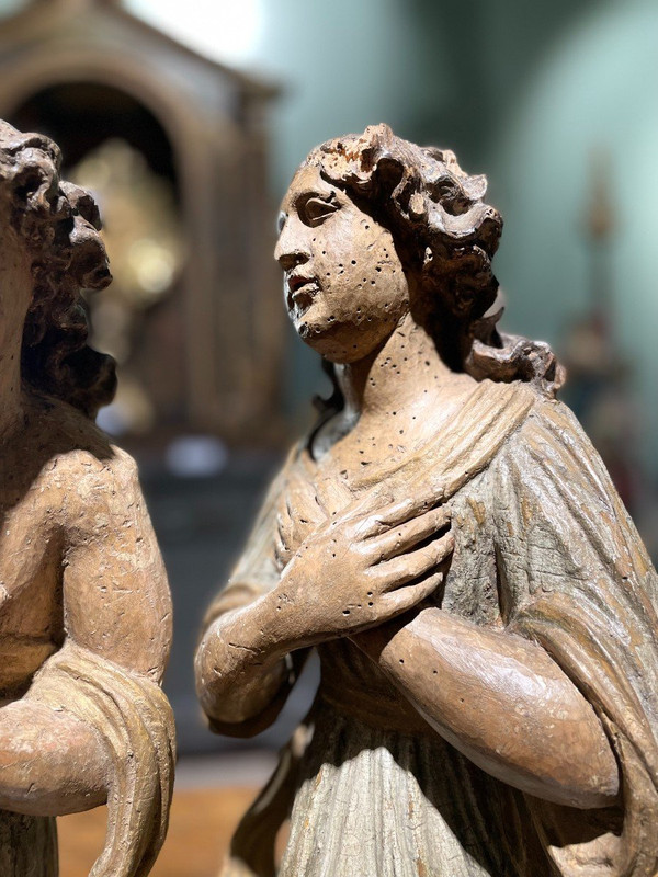 Pair Of Altar Angels - 17th Century