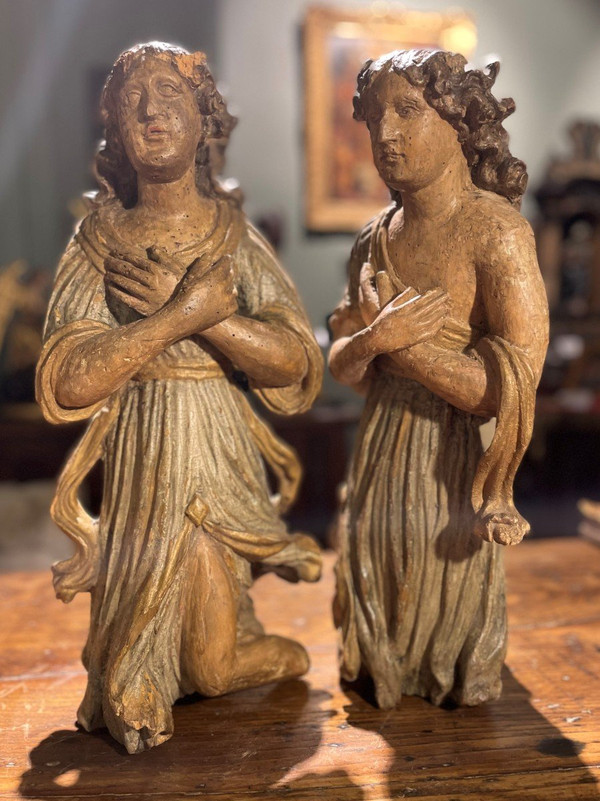 Pair Of Altar Angels - 17th Century