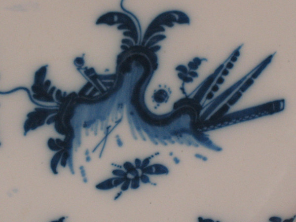 Pair of earthenware plates from Marseille, 18th century Chinese decor in shades of blue