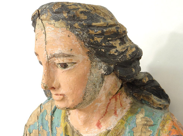 Statue Religieuse Bois Sculpté Polychrome Saint-Just Beauvais Auxerre XVIIè