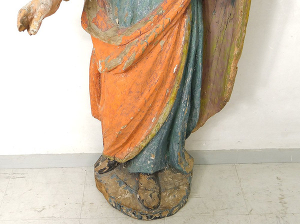 Statue Religieuse Bois Sculpté Polychrome Saint-Just Beauvais Auxerre XVIIè