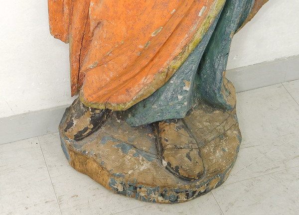 Statue Religieuse Bois Sculpté Polychrome Saint-Just Beauvais Auxerre XVIIè