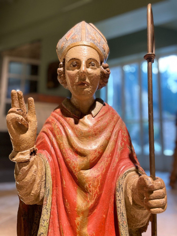 Original Seated Bishop Saint - XVIIth