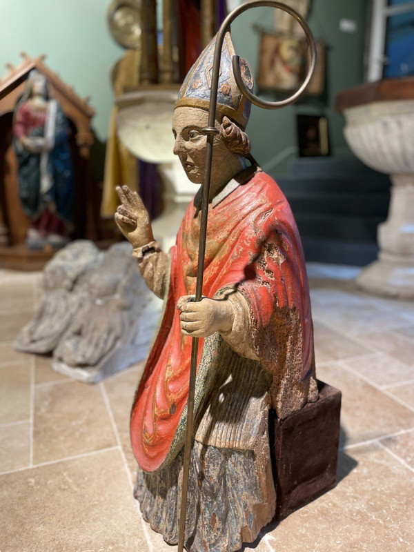 Original Seated Bishop Saint - XVIIth