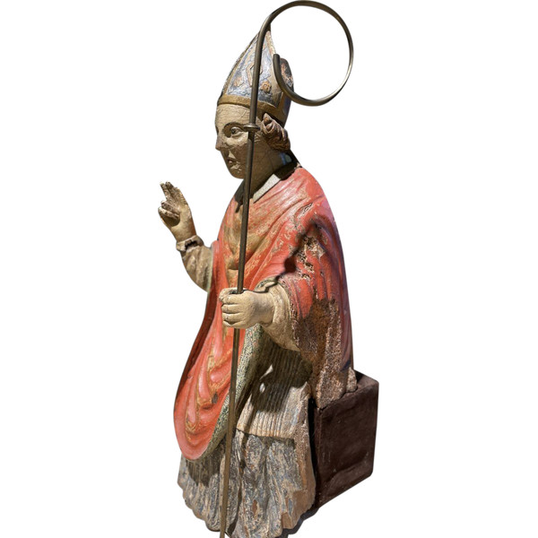 Original Seated Bishop Saint - XVIIth