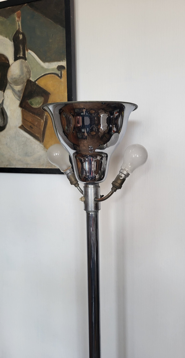 Art deco floor lamp in aluminum from the 20s-30s