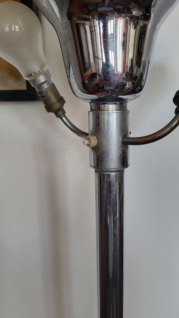 Art deco floor lamp in aluminum from the 20s-30s