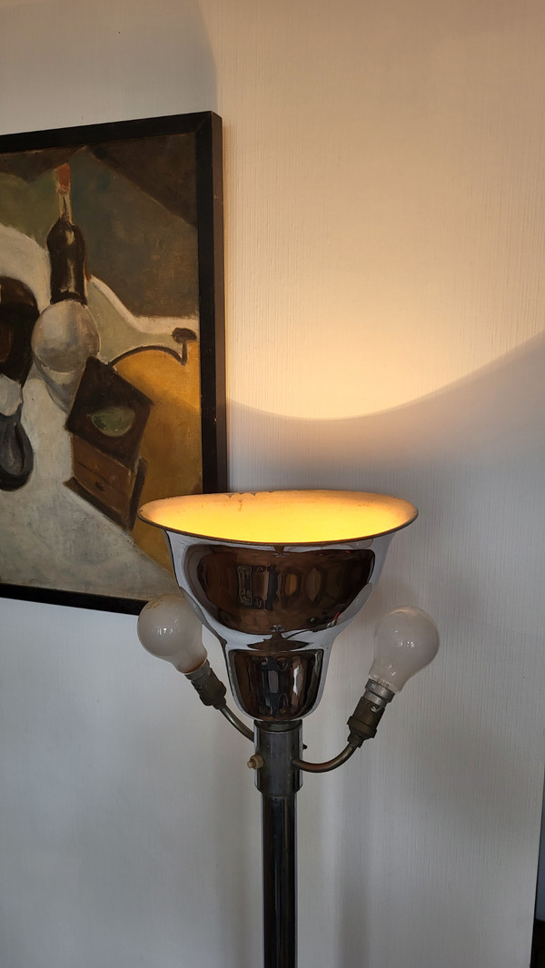 Art deco floor lamp in aluminum from the 20s-30s