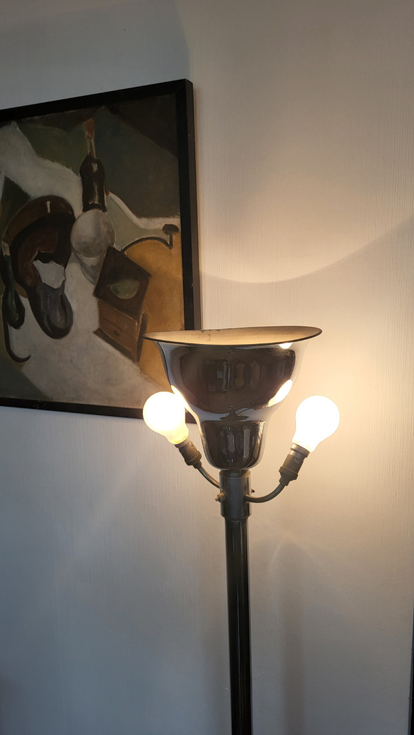 Art deco floor lamp in aluminum from the 20s-30s