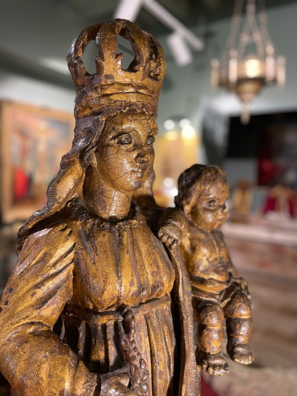 Large Golden Terracotta Madonna and Child