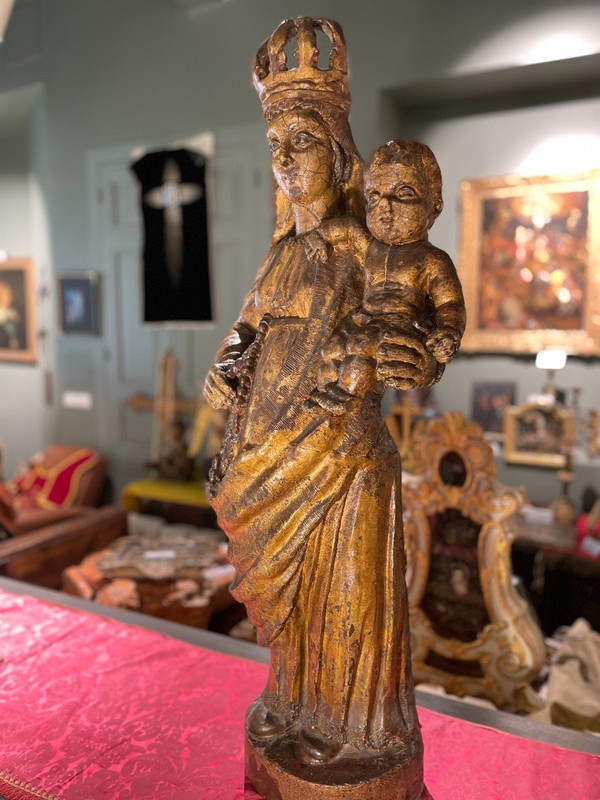 Large Golden Terracotta Madonna and Child