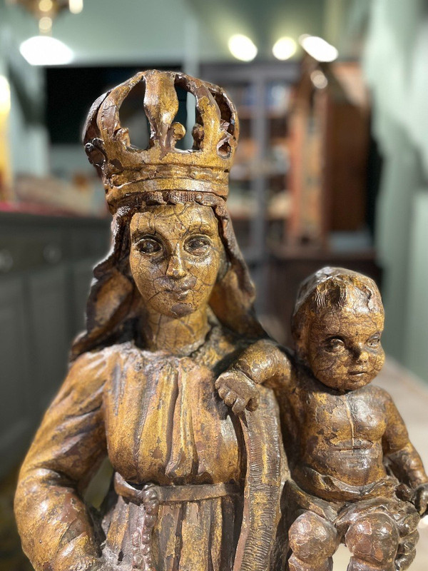 Large Golden Terracotta Madonna and Child